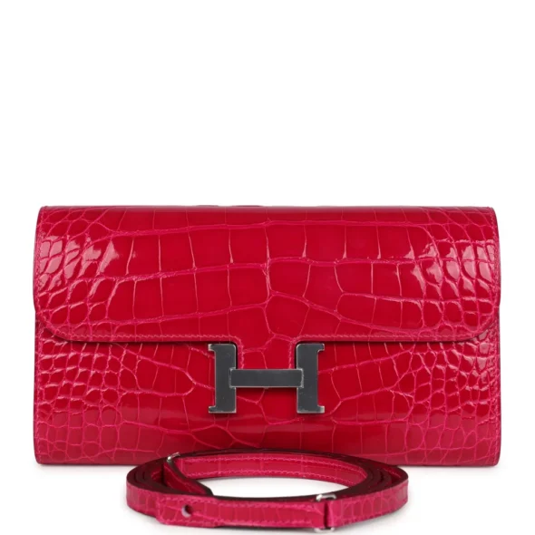 Hermès Replica Constance Wallet To Go Rose Mexico Shiny Alligator PHW - Exotic Creations
