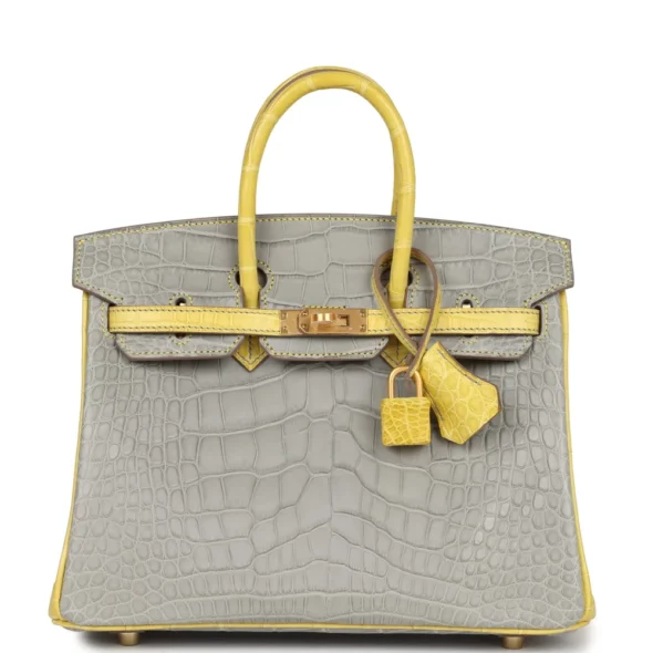 Hermès Replica HSS Birkin 25 Gris Perle Mimosa Matte Alligator