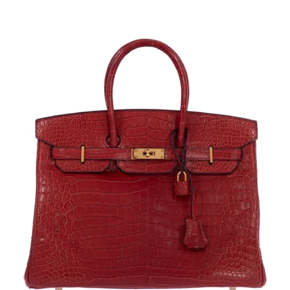 Hermès Replica HW Quality Birkin 35 Rouge H Matte Porosus Crocodile Matte GHW - Exotic Creations