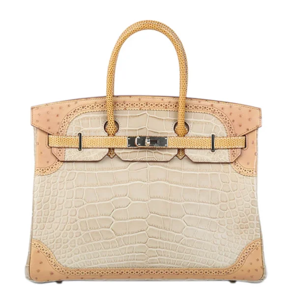Hermès Replica HW Quality Ghillies Birkin 35 Tri-Color Alligator PHW - Exotic Creations