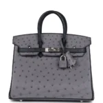 Hermès Replica HW Quality HSS Birkin 25 Gris Agate & Bleudigo Ostrich Brushed PHW - Exotic Creations