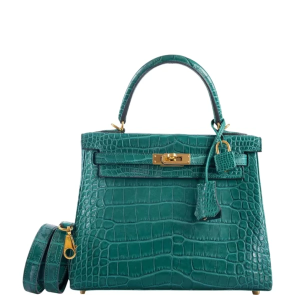 Hermès Replica HW Quality Kelly 25 Malachite Matte Alligator GHW - Exotic Creations