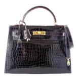 Hermès Replica HW Quality Kelly 32 Blue Marine Porosus Crocodile GHW - Exotic Creations