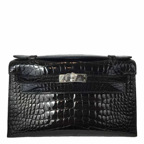Hermès Replica HW Quality Kelly Mini Pochette Black Crocodile PHW - Exotic Creations