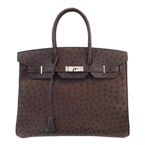 Hermès Replica HW Quality Birkin 35 Marron Fonce Ostrich PHW - Exotic Creations