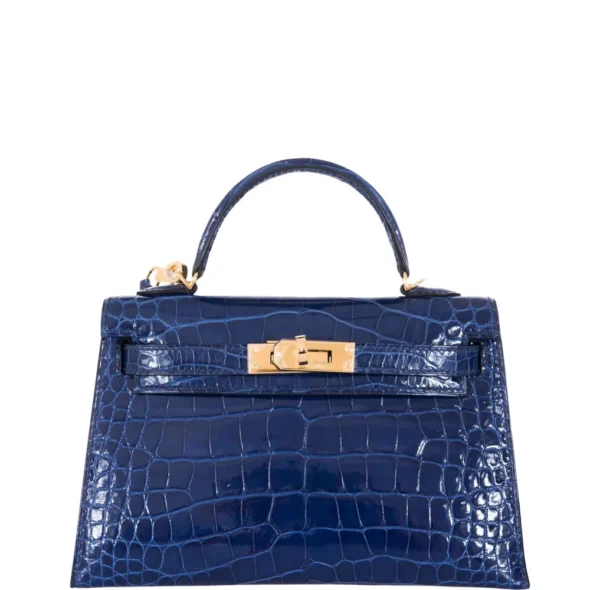Hermès Replica HW Quality Mini Kelly 20 II Blue Sapphire Alligator GHW - Exotic Creations