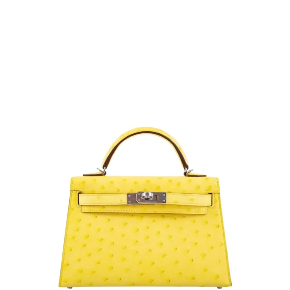 Hermès Replica HW Quality Mini Kelly 20 II Jaune Citron Ostrich PHW - Exotic Creations