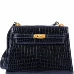 Hermès Replica HW Quality Mini Kelly 20 Shoulder Black Porosus Crocodile GHW - Exotic Creations
