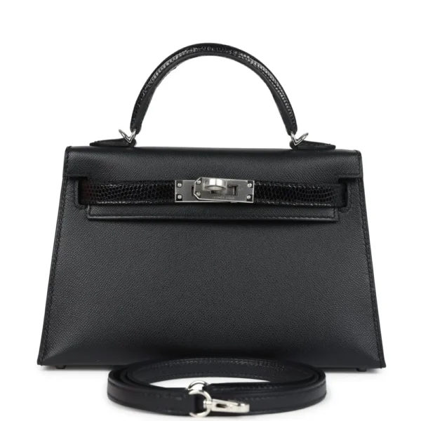Hermès Replica Kelly 20 Black Madame & Shiny Varanus Lizard Touch PHW - Exotic Creations