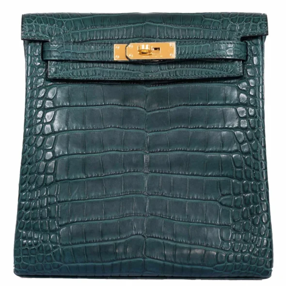 Hermès Replica Kelly 22 Ado Backpack Vert Vertigo Alligator GHW - Exotic Creations