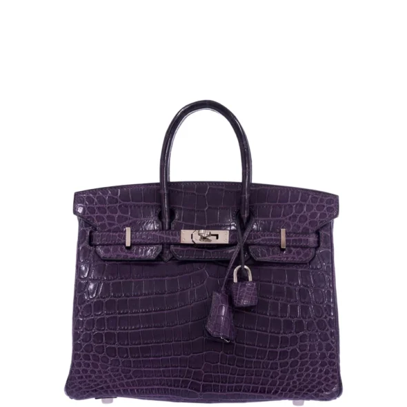 High-End-Hermès-Inspired Birkin 25 Amethyst Matte Alligator PHW - Exotic Creations