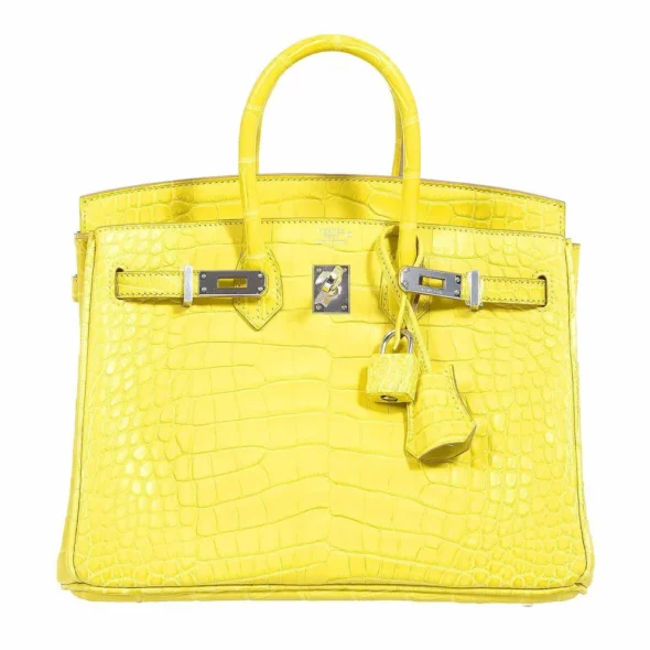 High-End-Hermès-Inspired Birkin 25 Lime Yellow Matte Alligator PHW - Exotic Creations