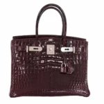 High-End-Hermès-Inspired Birkin 30 Bordeaux Niloticus Crocodile PHW - Exotic Creations