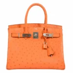 High-End-Hermès-Inspired Birkin 30 Tangerine Ostrich PHW - Exotic Creations