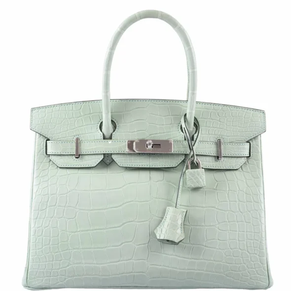 High-End Hermès-Inspired Birkin 30 Vert D’Eau Alligator PHW | ExoticCreations