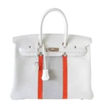 High-End-Hermès-Inspired Birkin 35 White Club Suede & Lizard PHW - Exotic Creations