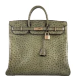 High-End-Hermès-Inspired HAC Birkin 40 Vert Olive Ostrich GHW - Exotic Creations