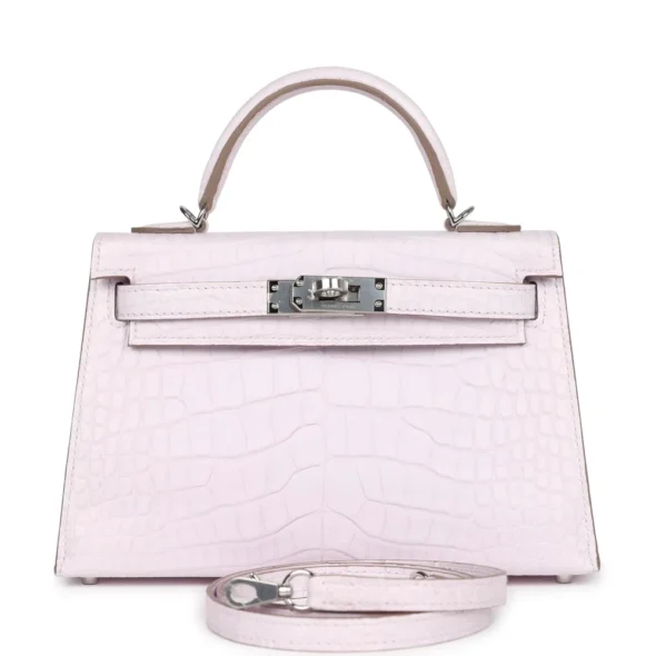 Hermès-Inspired Kelly 20 Mauve Pale Alligator Bag | Exotic Creations