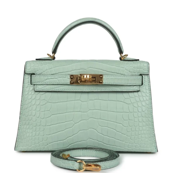 High-End Hermès-Inspired Kelly 20 Vert Deau GHW | Exotic Creations