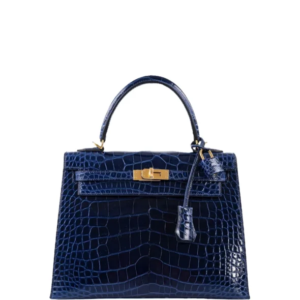High-End-Hermès-Inspired Kelly 25 Blue Sapphire Alligator GHW - Exotic Creations