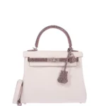 High-End-Hermès-Inspired Kelly 25 Retourne Touch Mushroom Swift & Ombre Salvatore Lizard PHW - Exotic Creations