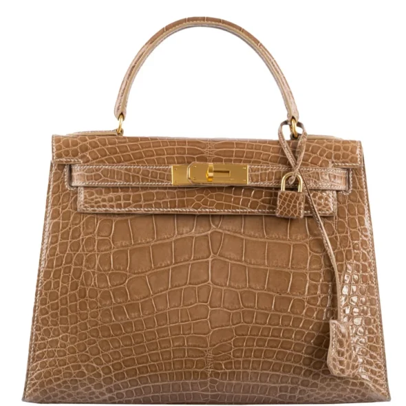 High-End Hermès-Inspired Kelly 28 Ficelle Alligator GHW | Exotic Creations
