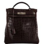 High-End-Hermès-Inspired Kelly Ado 27 Matte Havane Niloticus Crocodile PHW - Exotic Creations