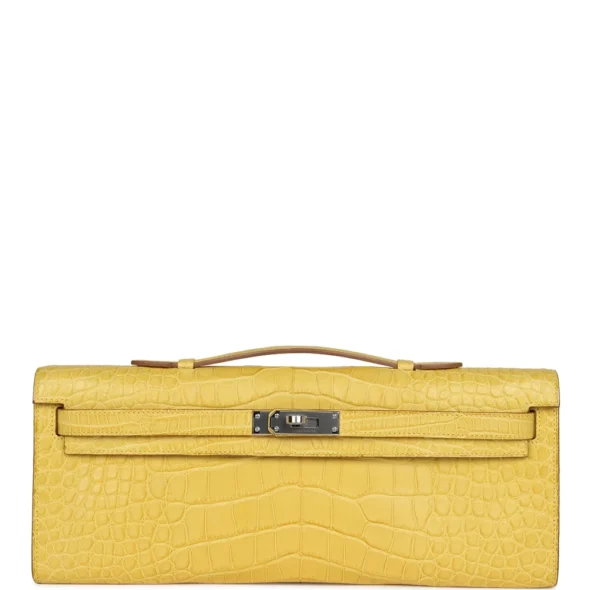 High-End Hermès-Inspired Kelly Cut Mimosa Matte Alligator PHW | Exotic Creations