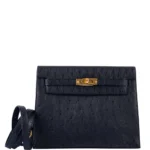 High-End-Hermès-Inspired Kelly Danse II Black Ostrich GHW - Exotic Creations