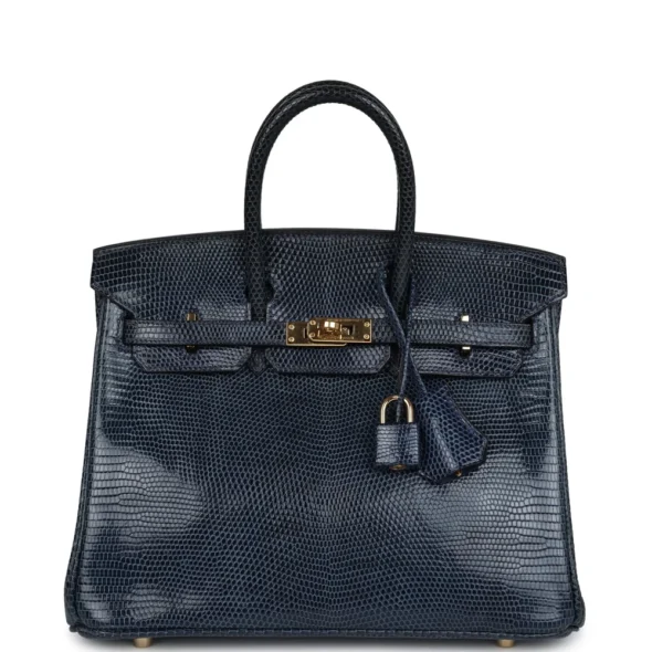 Luxury Hermès-Inspired Handbags Birkin 25 Bleu De Malte Varanus Niloticus Lizard GHW - Exotic Creations