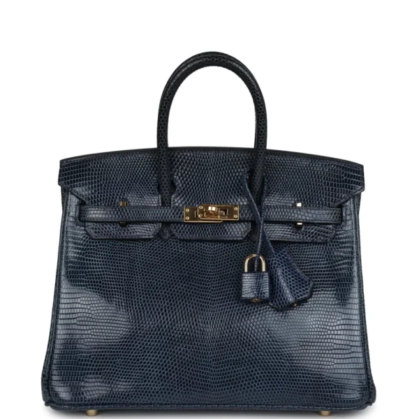 Luxury Hermès-Inspired Handbags Birkin 25 Bleu De Malte Varanus Niloticus Lizard GHW - Exotic Creations