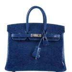 Luxury Hermès-Inspired Handbags Birkin 25 Blue Sapphire Niloticus Lizard PHW - Exotic Creations