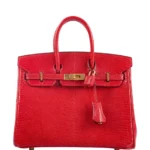 Luxury Hermès-Inspired Handbags Birkin 25 Rouge Vif Salvator Lizard GHW - Exotic Creations