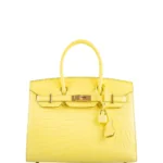 Luxury Hermès-Inspired Handbags Birkin 30 Jaune Citron Matte Niloticus Crocodile GHW - Exotic Creations
