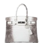 Luxury Hermès-Inspired Handbags Birkin 30 White Hima Niloticus Crocodile PHW - Exotic Creations
