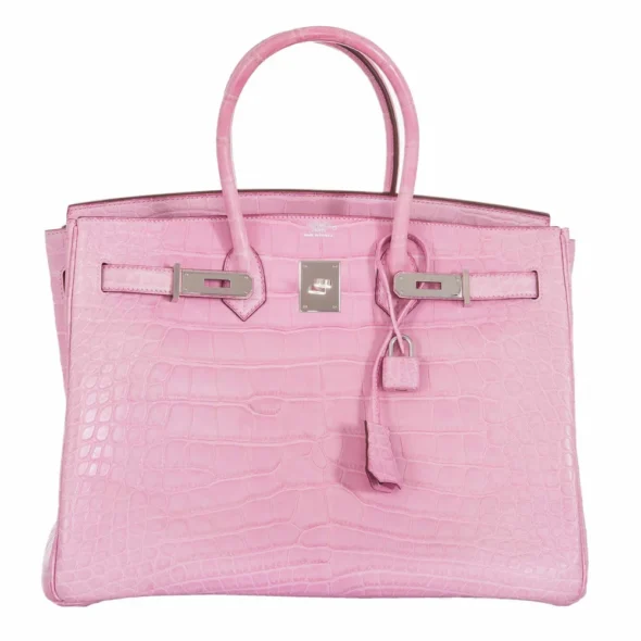 Luxury Hermès-Inspired Handbags Birkin 35 Bubblegum 5P Pink Alligator PHW - Exotic Creations