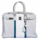 Luxury Hermès-Inspired Handbags Birkin 35 Club Gris Perle Mykonos Lizard White Clemence PHW - Exotic Creations