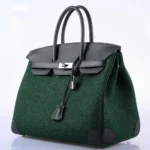 Luxury Hermès-Inspired Handbags Birkin 35 Vert Fonce Feutre Wool & Vert Anglais Swift PHW - Exotic Creations Side2