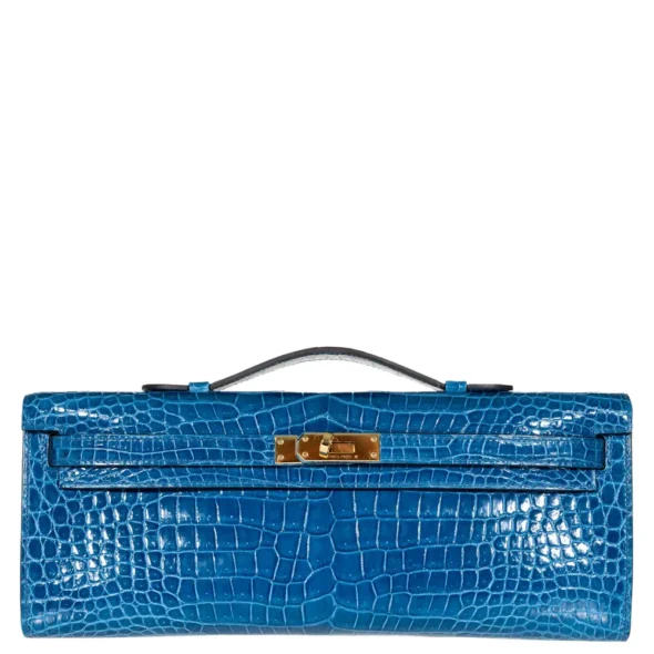 Luxury Hermès-Inspired Handbags Kelly Cut Mykonos Porosus Crocodile GHW - Exotic Creations