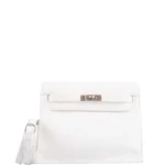 Luxury Hermès-Inspired Handbags Kelly Danse II White Evercolor PHW - Exotic Creations Front