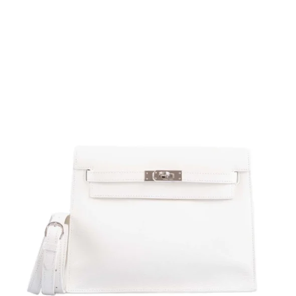 Luxury Hermès-Inspired Handbags Kelly Danse II White Evercolor PHW - Exotic Creations