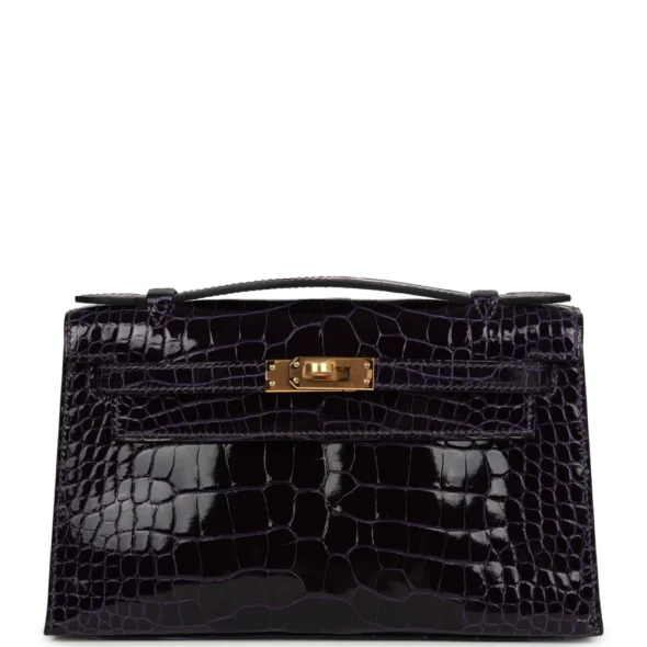 Luxury Hermès-Inspired Kelly Pochette Amethyste Alligator Bag | Exotic Creations