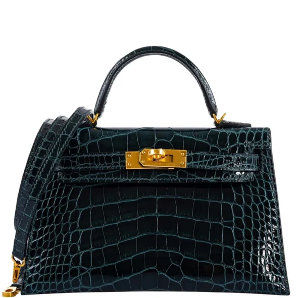 Luxury Hermès-Inspired Mini Kelly 20 II Vert Cypress GHW | Exotic Creations