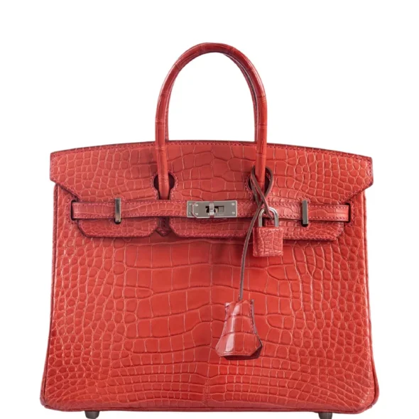 Mirror Quality Hermès Birkin 25 Bougainville Matte Alligator PHW - Exotic Creations