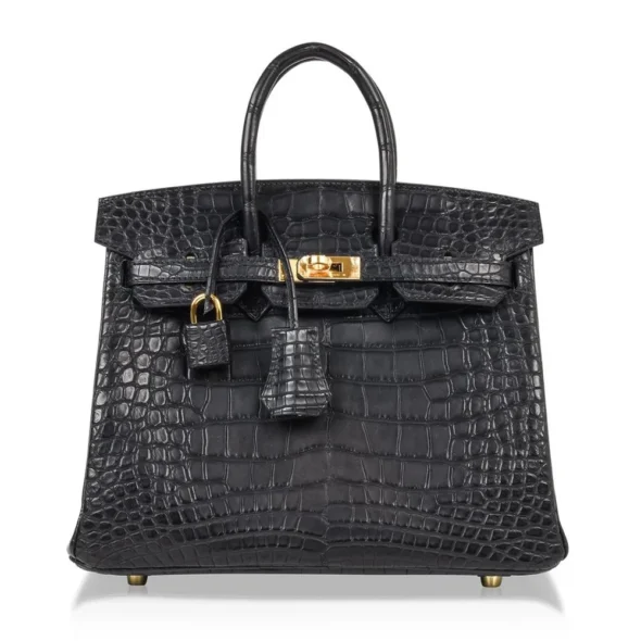 Mirror Quality Hermès Birkin 25 Noir Alligator GHW | ExoticCreations.org