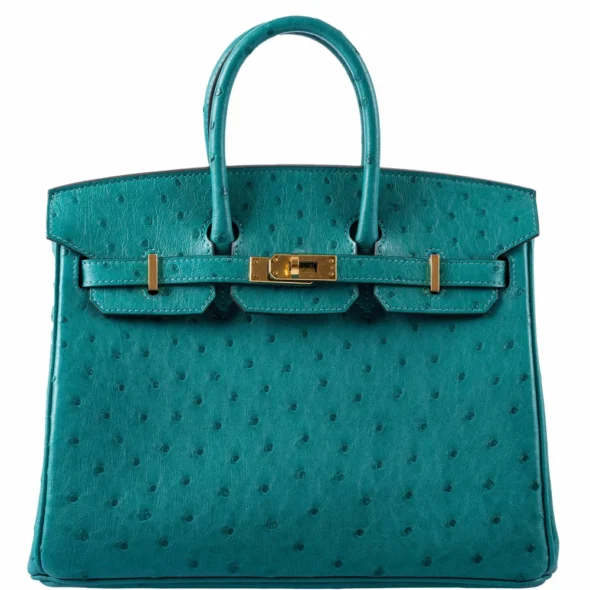 Mirror Quality Hermès Birkin 25 Vert Verone Ostrich GHW - Exotic Creations