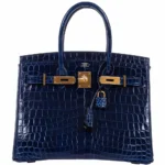 Mirror Quality Hermès Birkin 30 Blue Saphir Semi-Matte Niloticus Crocodile GHW - Exotic Creations