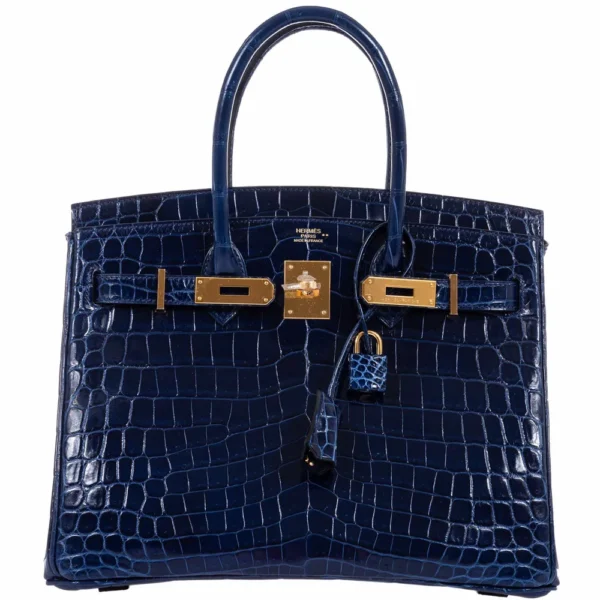 Mirror Quality Hermès Birkin 30 Blue Saphir Semi-Matte Niloticus Crocodile GHW - Exotic Creations