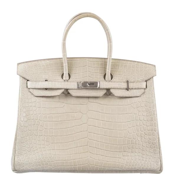 Mirror Quality Hermès Birkin 35 Beton Matte Porosus Crocodile PHW - Exotic Creations