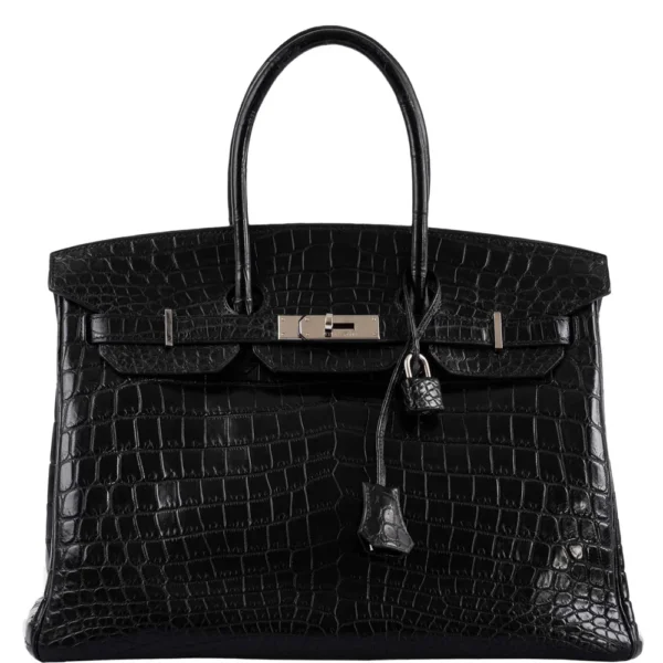 Mirror Quality Hermès Birkin 35 Matte Black Niloticus Crocodile PHW - Exotic Creations